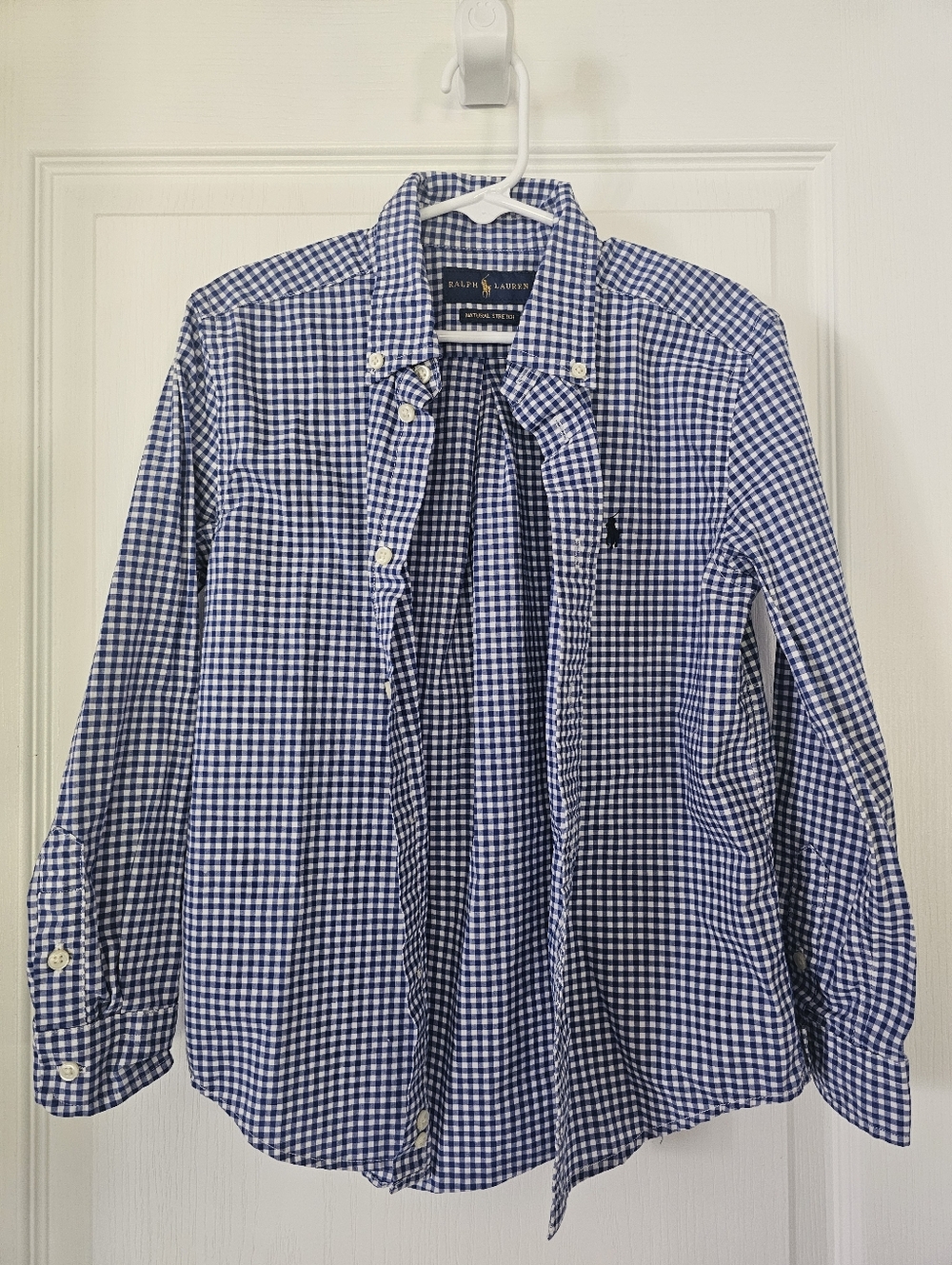 Boy's Ralph Lauren Navy and White Gingham Button-Down Shirt